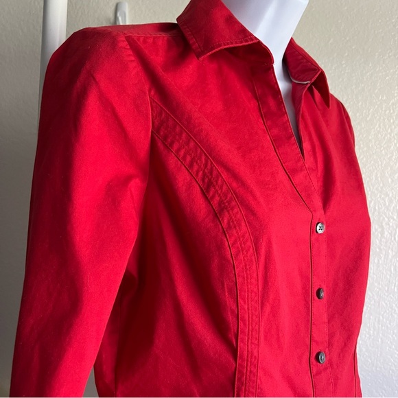 Express Women Red Button-Down Shirt "The Essentials Shirt" Long Sleeve, XS size - Picture 8 of 10